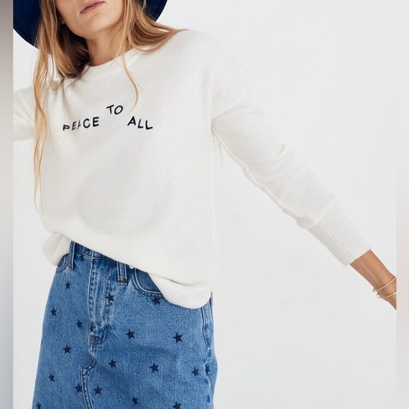Madewell Peace to All Westlake Pullover Sweater in Coziest Yarn, Size M - Picture 7 of 10